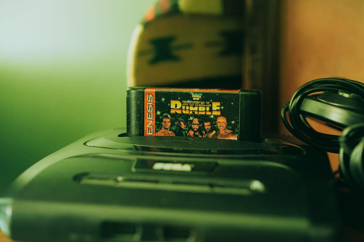 Sega Genesis cartridge in console